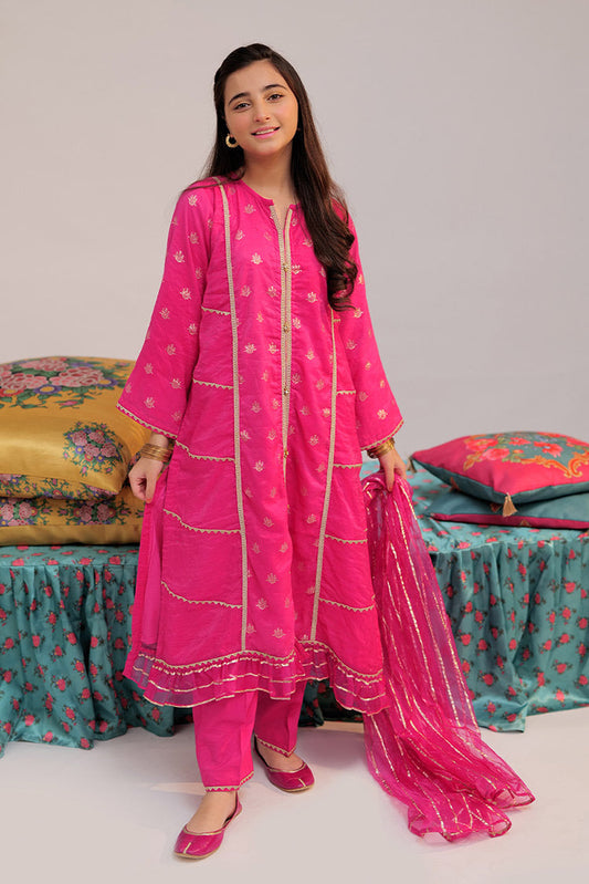 Picture of <!--cdy-->Senorita - GDD-02430 | Tea Pink & Gold | Formal 3 Piece Suit | Banarsi Jacquard - Available at Raja Sahib