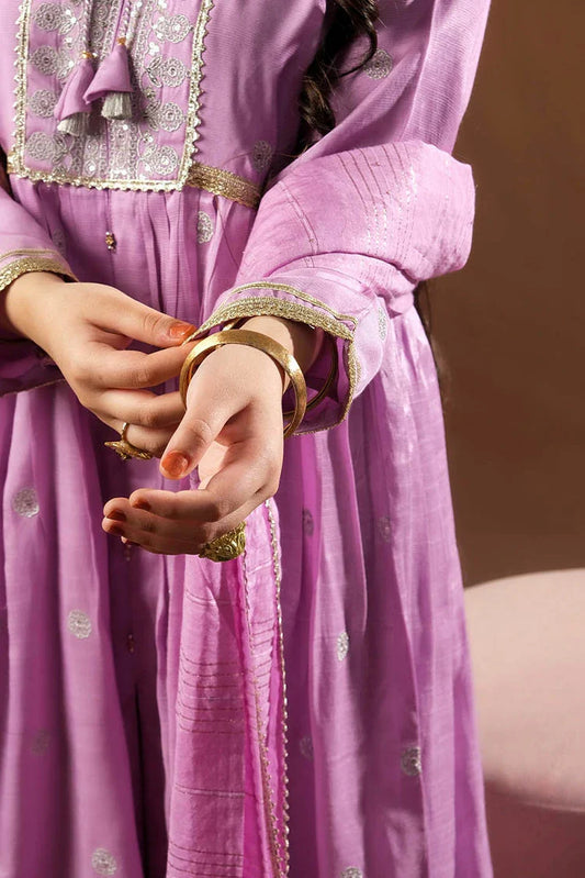 Senorita - Purple & Gold - Formal 3 Piece Suit - Viscose Raw-Silk - GDD-03152