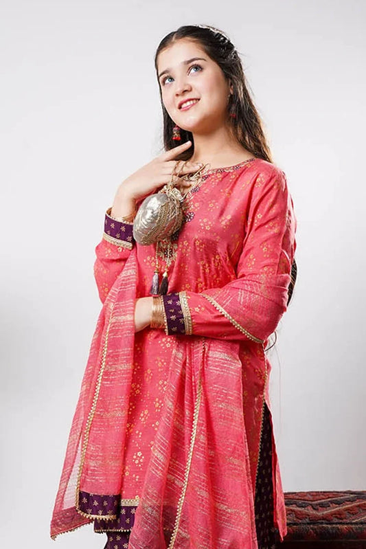 Senorita - Girls formal clothes - Peach & Magenta - Formal 3 Piece Suit - GDD-03257