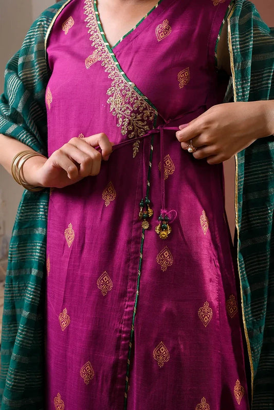 Senorita - Girls Eid Dress - Magenta & Multicolor - Formal 3 Piece Suit - GDD-03294