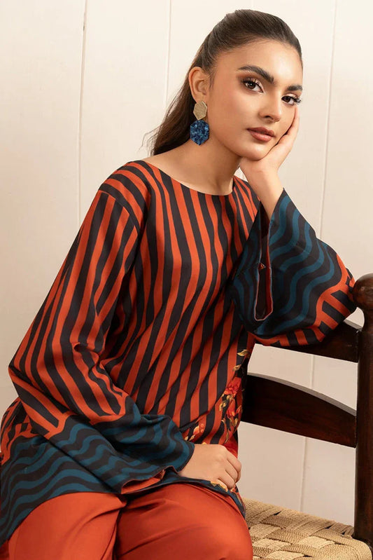 Picture of <!--bdv-->Stitch Vibes - Basic Wear Pret - 2 PC - Rust Co-Ord Set - Available at Raja Sahib