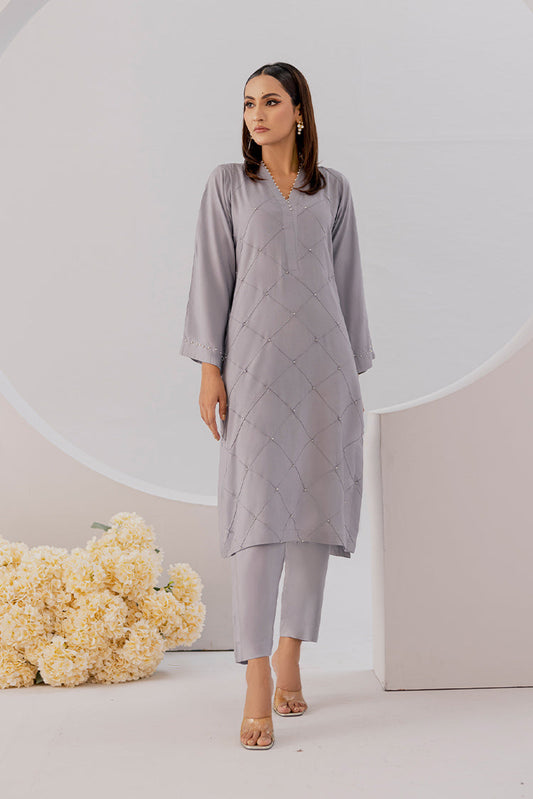 Picture of <!--acg-->The Slay Wear - Basic Stitched - Grey Pearl Set - Available at Raja Sahib