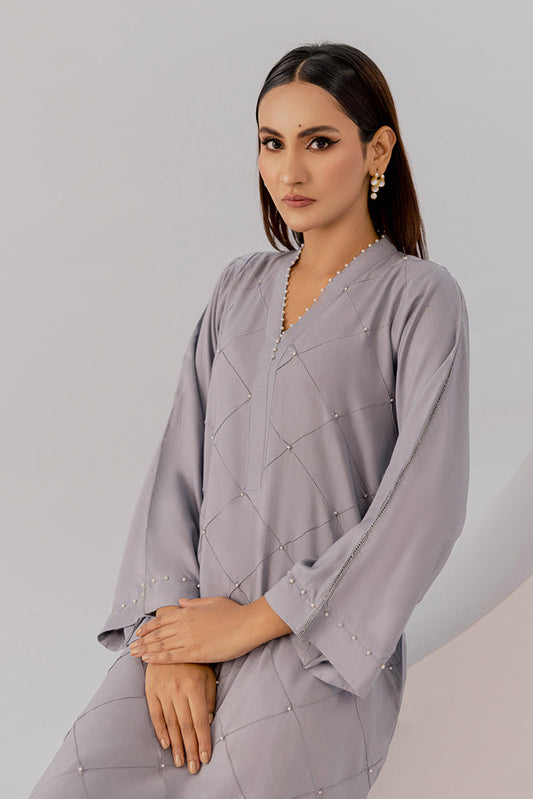 Picture of <!--acg-->The Slay Wear - Basic Stitched - Grey Pearl Set - Available at Raja Sahib