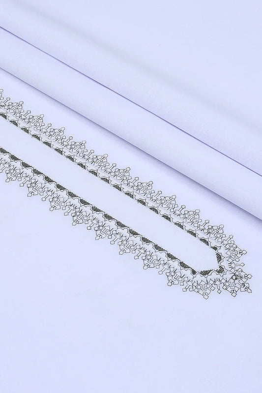 Fabrich - Men's Embroidered Unstitch Kameez Shalwar - White