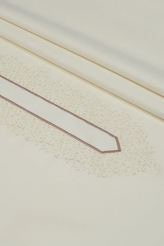 Fabrich - Men's Kashmiri Embroidered Wash & Wear Unstitch Kameez Shalwar - Cream