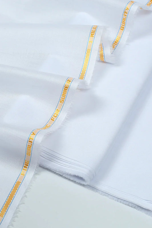 Fabrich - Elegant Cotton-Lawn Unstitched Kameez Shalwar - White