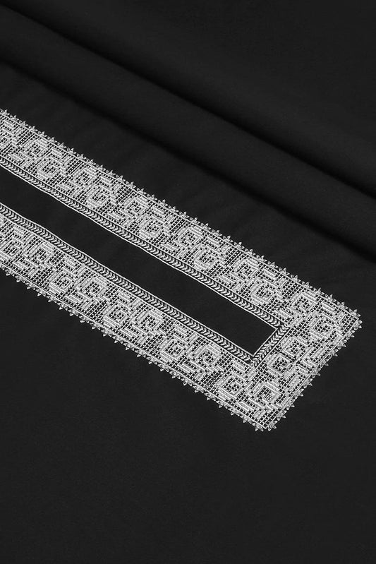 Fabrich - Men's Unstitch Tarkashi Effect Embroidered Neckline - Black