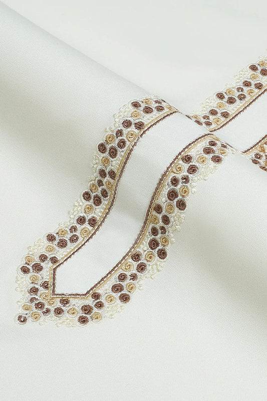 Fabrich - Men's Unstitch Embroidered Neckline Kameez Shalwar Cream