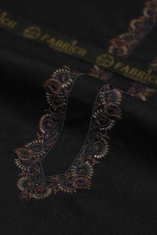 Fabrich - Men's Unstitch Embroidered Kameez Shalwar - Black