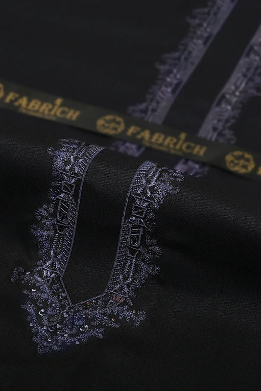Fabrich - Men's Unstitch Embroidered Kameez Shalwar - Black