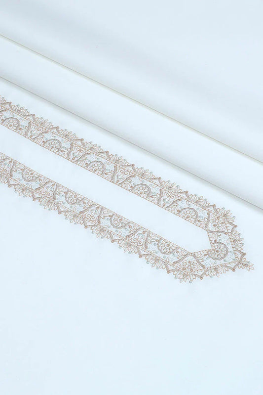 Fabrich - Men's Unstitch Cotton Embroidered Kameez Shalwar - Off White