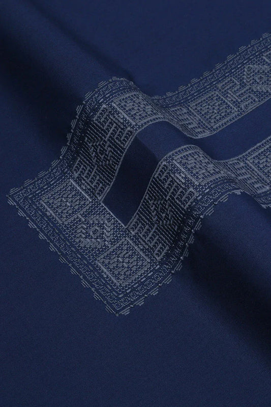 Fabrich - Men's Unstitch Tarkashi Effect Embroidered Kameez Shalwar - Navy