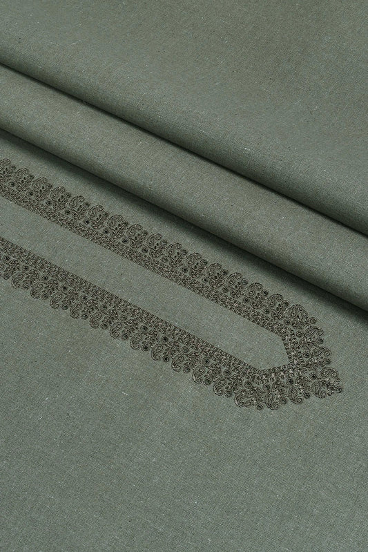 Fabrich - Men's Unstitch Embroidered Khaddar Cutwork - Moss