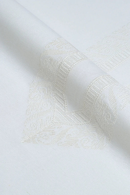 Fabrich - Men's Unstitch Embroidered Cotton Karandi - Off White