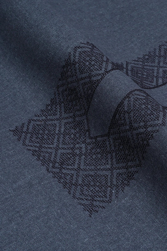 Fabrich - Men's Unstitch Neckline Embroidered Khaddar - Lava Grey