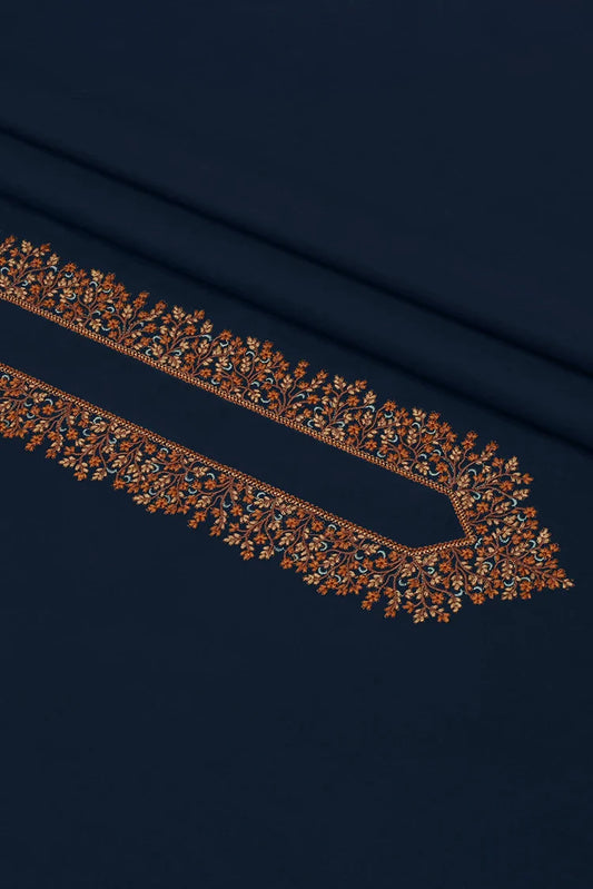 Fabrich - Men's Kashmiri Embroidered Wash & Wear Unstitch Kameez Shalwar - Navy