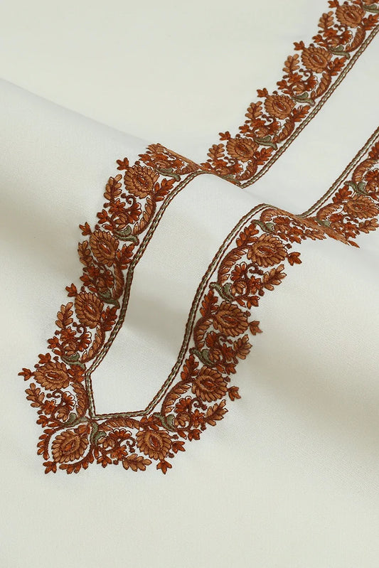 Fabrich - Men's Kashmiri Embroidered Wash 'N Wear Fabric - Cream