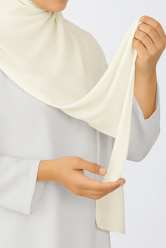 Divinely Crafted - Hijab Chiffon | Cream White