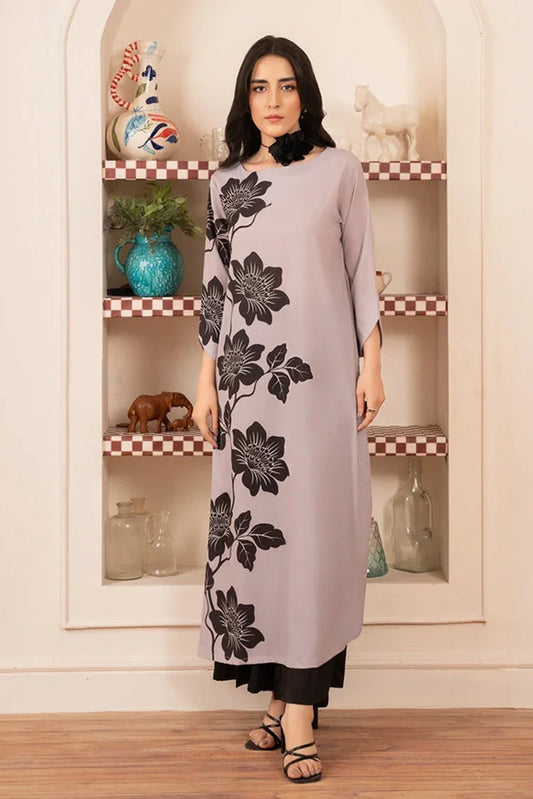 Picture of <!--cdg-->Stitch Vibes - Morganite RTW Collection - 1 PC - Lilac Long Shirt - Available at Raja Sahib