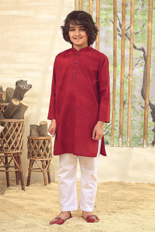 Picture of Istor - Stitched - Kids Kurta - Maroon - IST-100 - Available at Raja Sahib