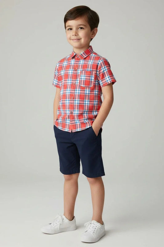 Ixample - Boys Red Check Shirt