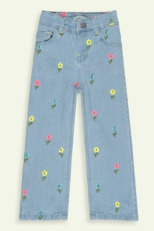 Ixample - Wide Leg Embroidered Denim Jeans