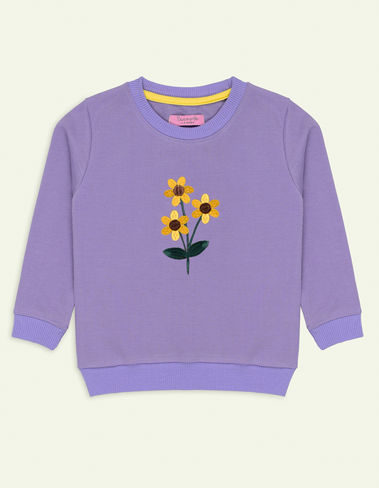 Ixample - Purple Floral Embroidered Sweatshirt