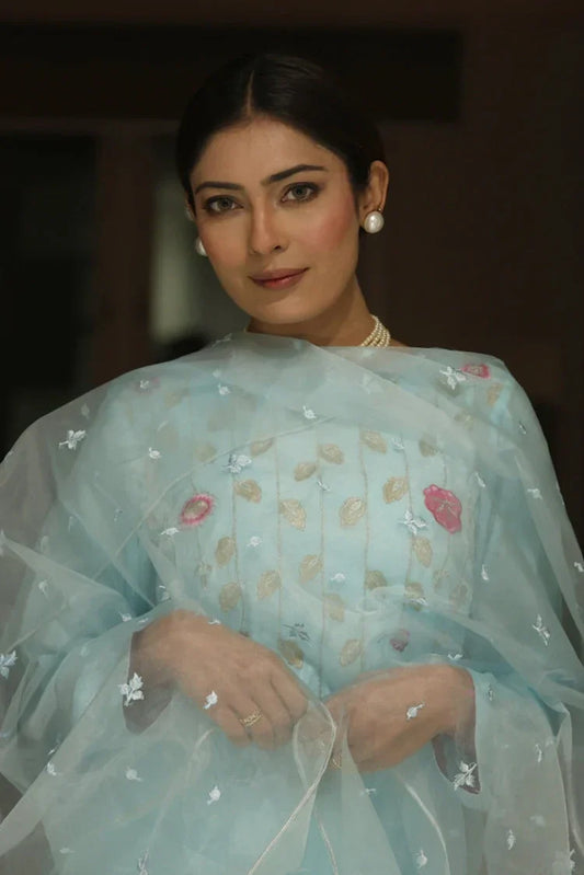 Picture of <!--ya-->Emeralds - Embroidered Silk Festive Pret - Ice Blue - Available at Raja Sahib