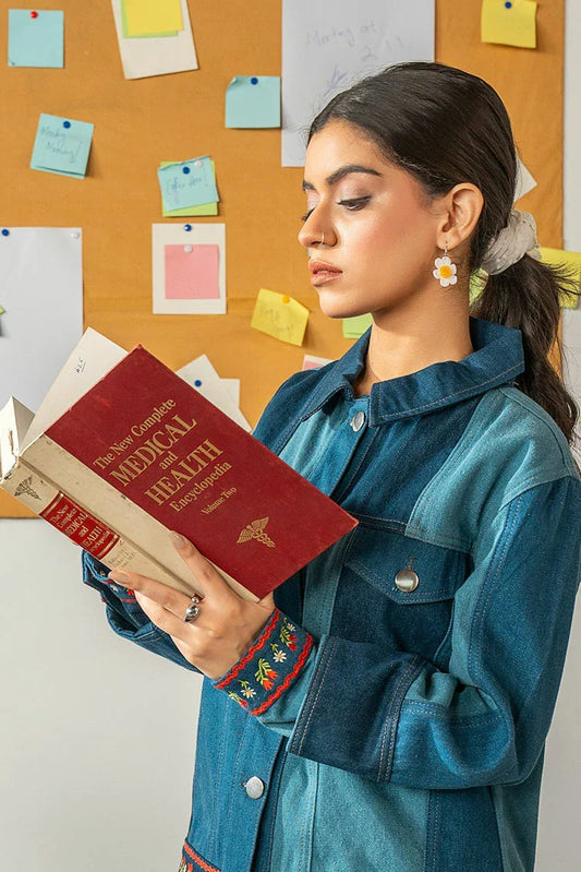 Peelu - Embroidered Denim Jacket with Patch Details