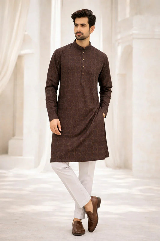 J Pardesi - Kurta Pajama - Brown