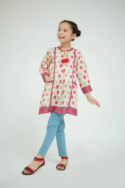 Senorita - KAA-02579 - Cream & Multicolor - Casual Kurta - Cotton Lawn Printed
