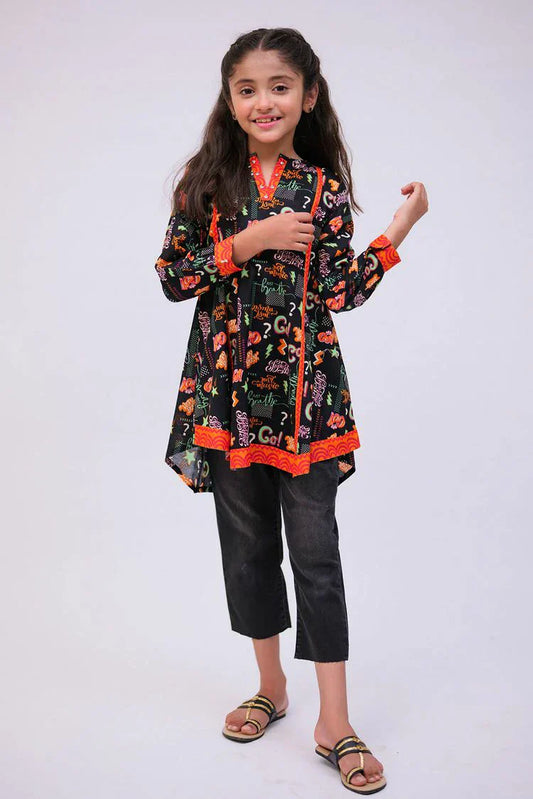 Picture of <!--cdk-->Senorita - KAA-02723 - Black & Multicolor - Casual Kurta - Cotton Lawn Printed - Available at Raja Sahib