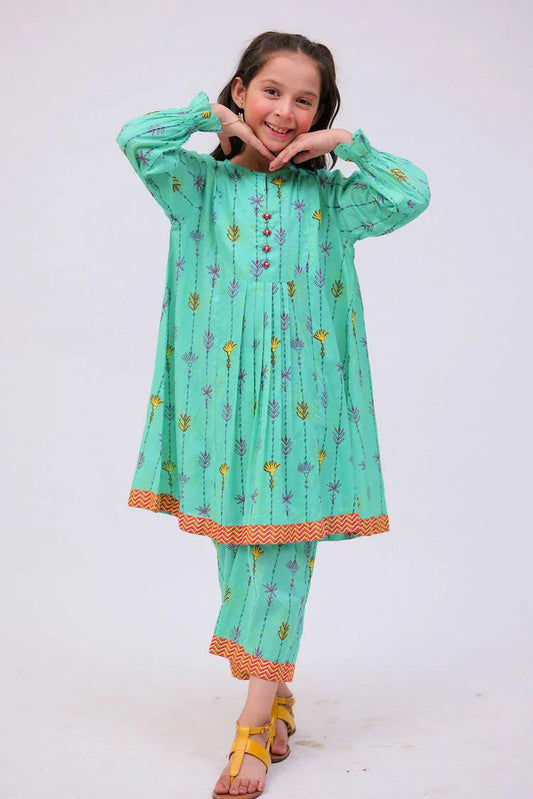 Picture of <!--cdm-->Senorita - KAC-02722 - Sea Green & Multicolor - Casual 2 Piece Suit - Cotton Lawn Printed - Available at Raja Sahib