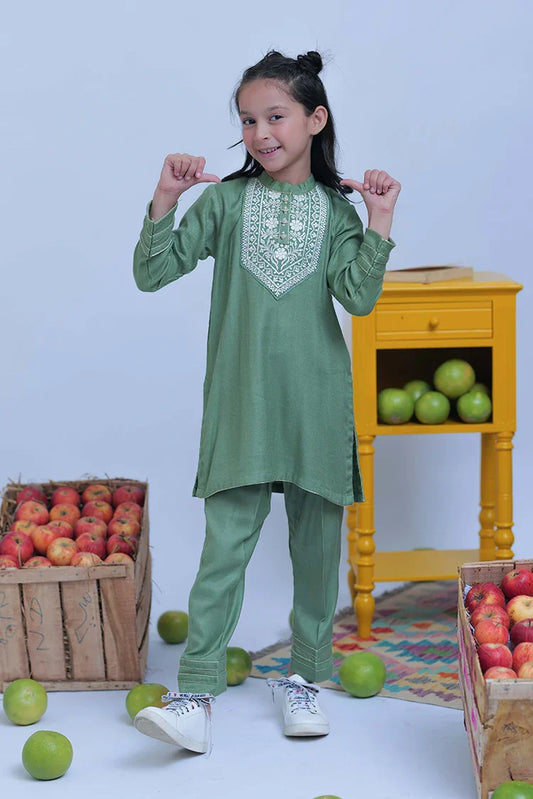 KAC-02773 | Green & Gold | Casual 2 Piece Suit | Acrylic Fabric