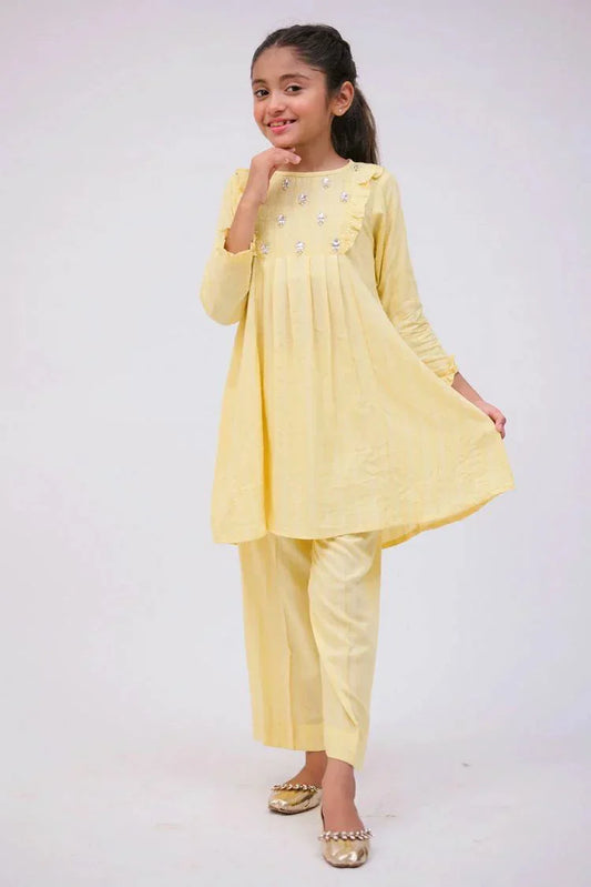 Picture of <!--bfw-->Senorita - KAC-02781 - Light Yellow - Casual 2 Piece Suit - Viscose Fabric Jacquard - Available at Raja Sahib