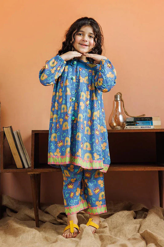 Picture of KAC-03046 | Blue & Multicolor | Casual 2 Piece Suit | Cotton Lawn Printed - Available at Raja Sahib