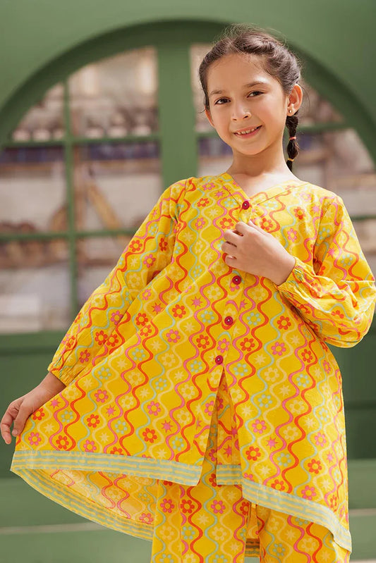 KAC-03141 | Yellow & Multicolor | Casual 2 Piece Suit | Cotton Dobby Printed