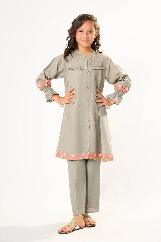 Kids winter clothes | Grey | Casual 2 Piece Suit | Cotton Khaddar Dyed | KAC-03181