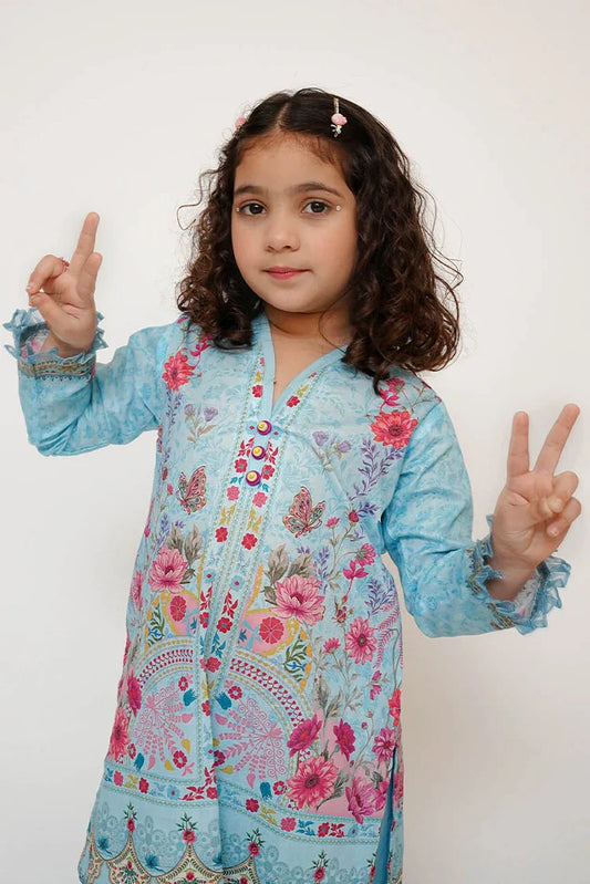 Senorita - Kids Casual Dress - Casual 2 Piece Suit - Cotton Lawn Digital Print - KAC-03473