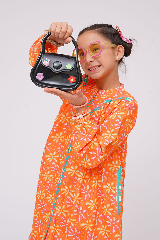 Senorita - Orange & Multicolor - Casual 2 Piece Suit - KAC-03583