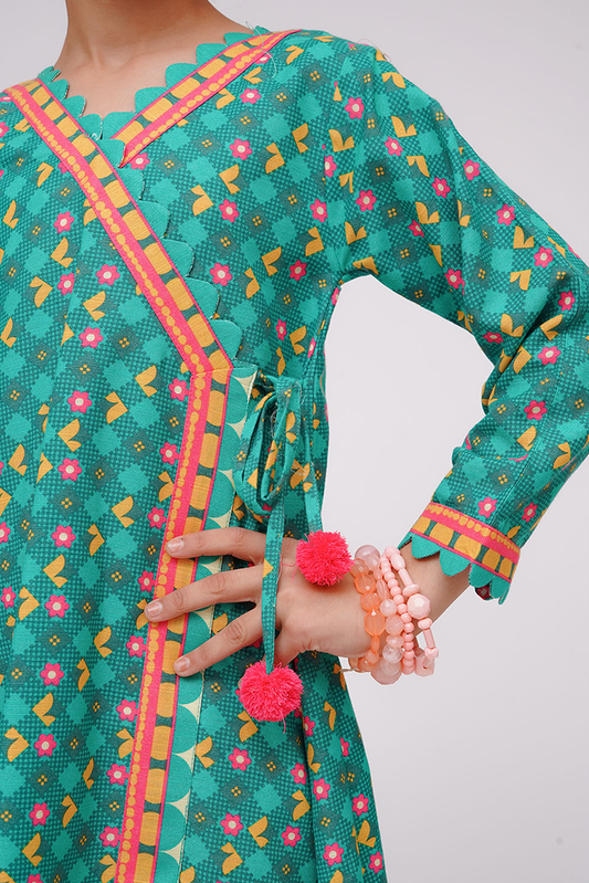 Senorita - Turquoise Green & Multicolor - Casual 2 Piece Suit - KAC-03584
