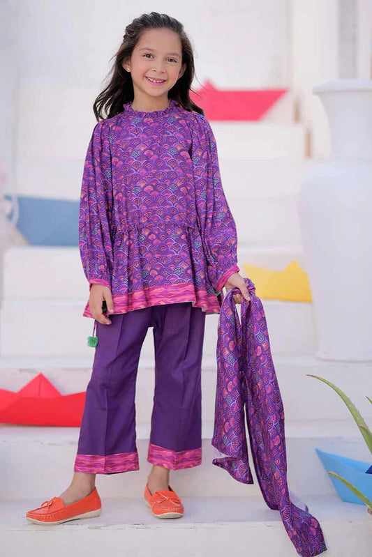 KAD-02479 | Purple & Multicolor | Casual 3 Piece Suit | Marina Fabric Printed