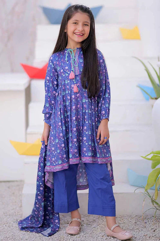 KAD-02497 | Purple & Multicolor | Casual 3 Piece Suit | Marina Fabric Printed