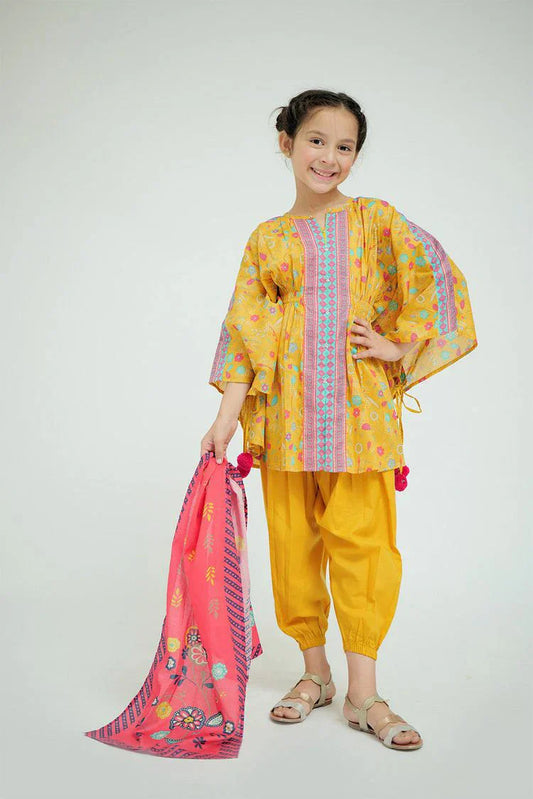 Senorita - KAD-02578 - Yellow & Multicolor - Casual 3 Piece Suit - Cotton Lawn Printed