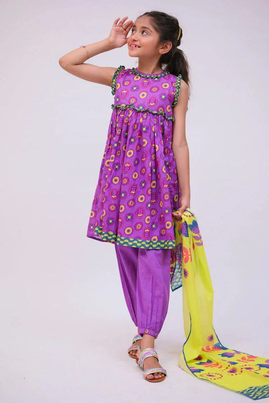 Picture of <!--bft-->Senorita - KAD-02746 - Purple & Multicolor - Casual 3 Piece Suit - Cotton Lawn Printed - Available at Raja Sahib