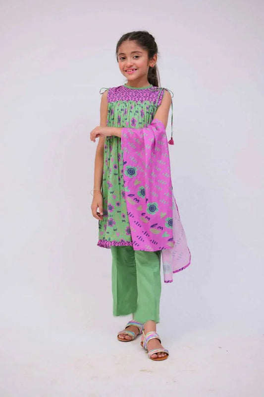 Senorita - KAD-02784 - Green & Multicolor - Casual 3 Piece Suit - Cotton Lawn Printed