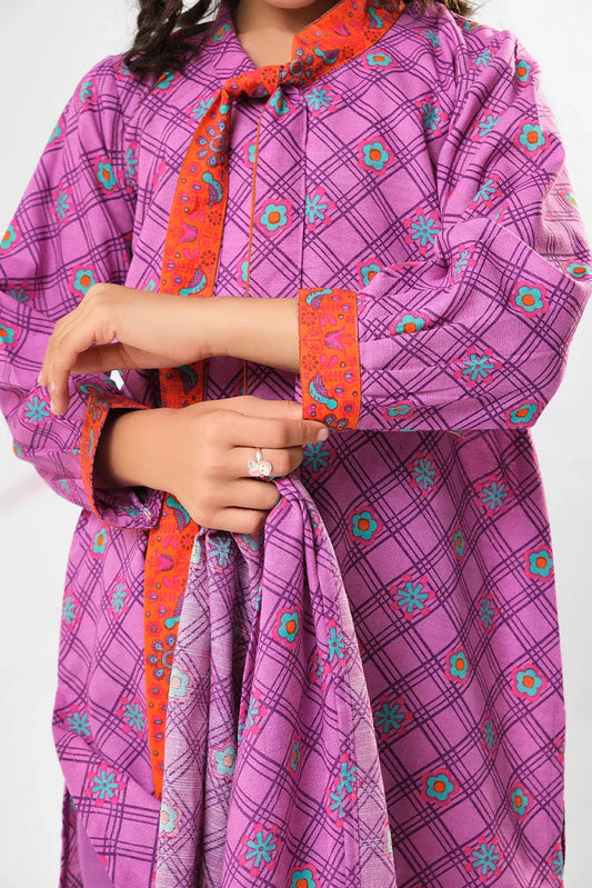 Kids winter clothes | Purple & Multicolor | Casual 3 Piece Suit | Cotton Khaddar Printed | KAD-03192