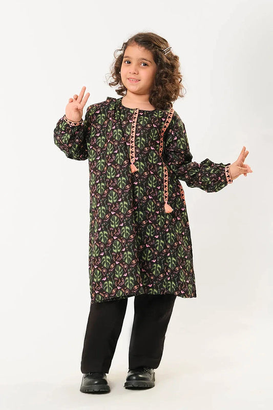 Kids winter clothes | Black & Multicolor | Casual 3 Piece Suit | Cotton Khaddar Printed | KAD-03193