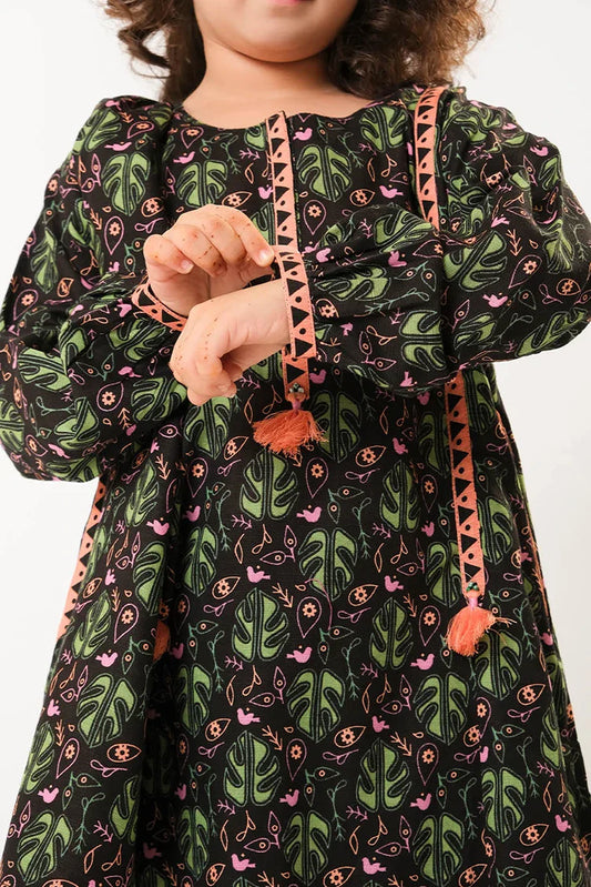 Kids winter clothes | Black & Multicolor | Casual 3 Piece Suit | Cotton Khaddar Printed | KAD-03193