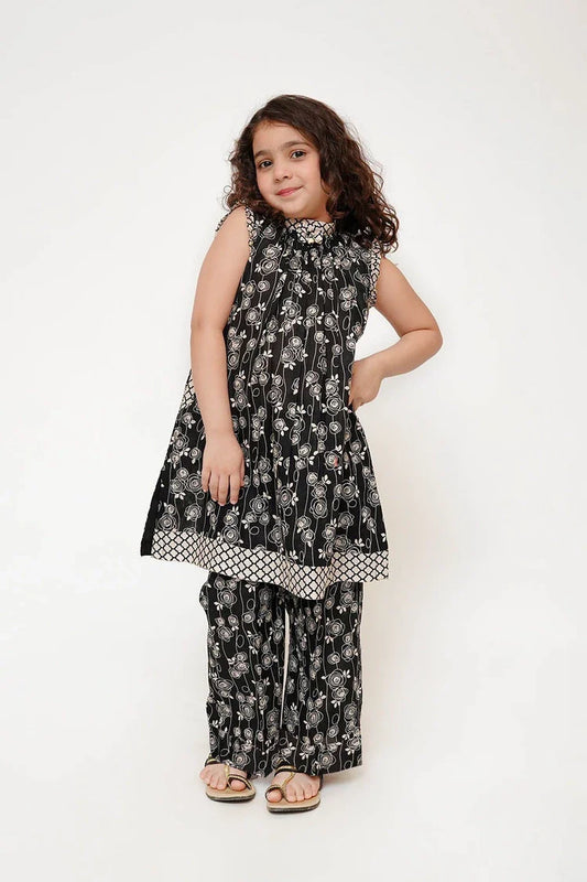 Senorita - Kids Casual Dress - Black & Fawn - Casual 3 Piece Suit - KAD-03494